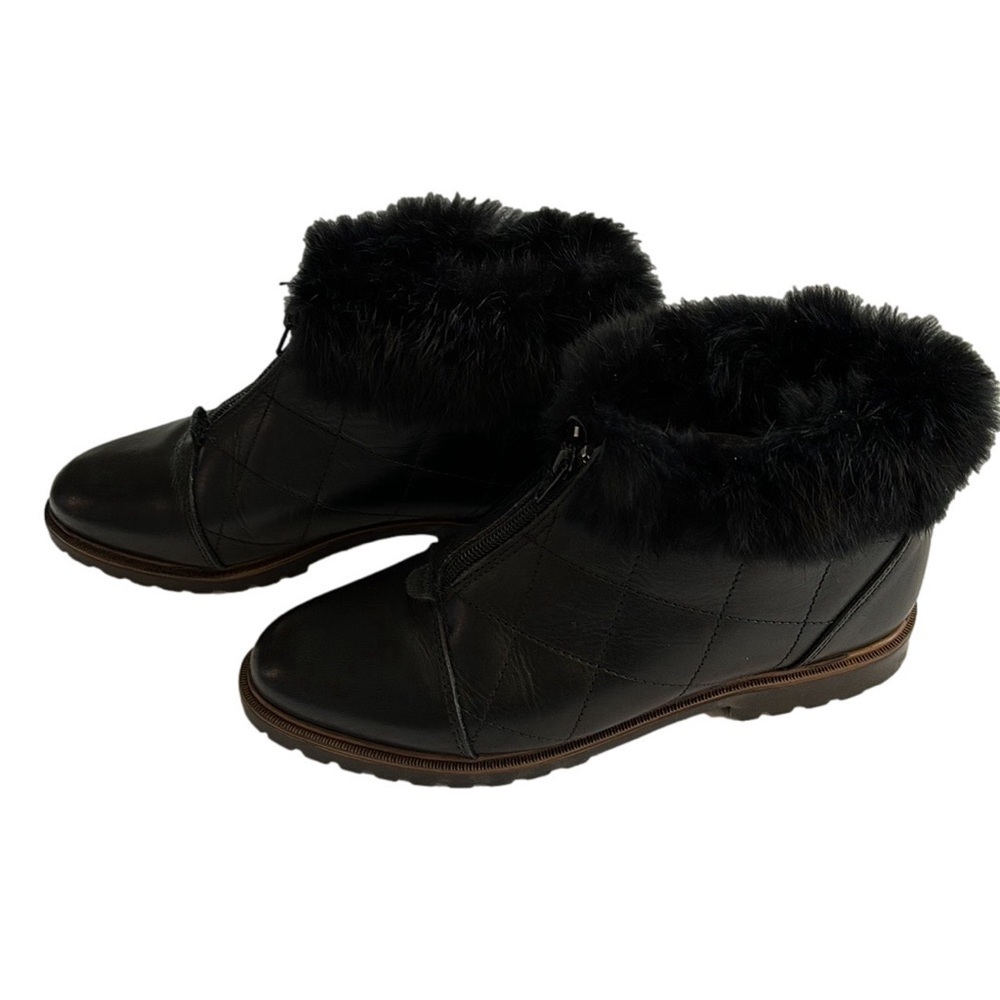 Fabrique AU Made in Canada Leather Booties, Size 6.5 B, Black - Picture 2 of 7
